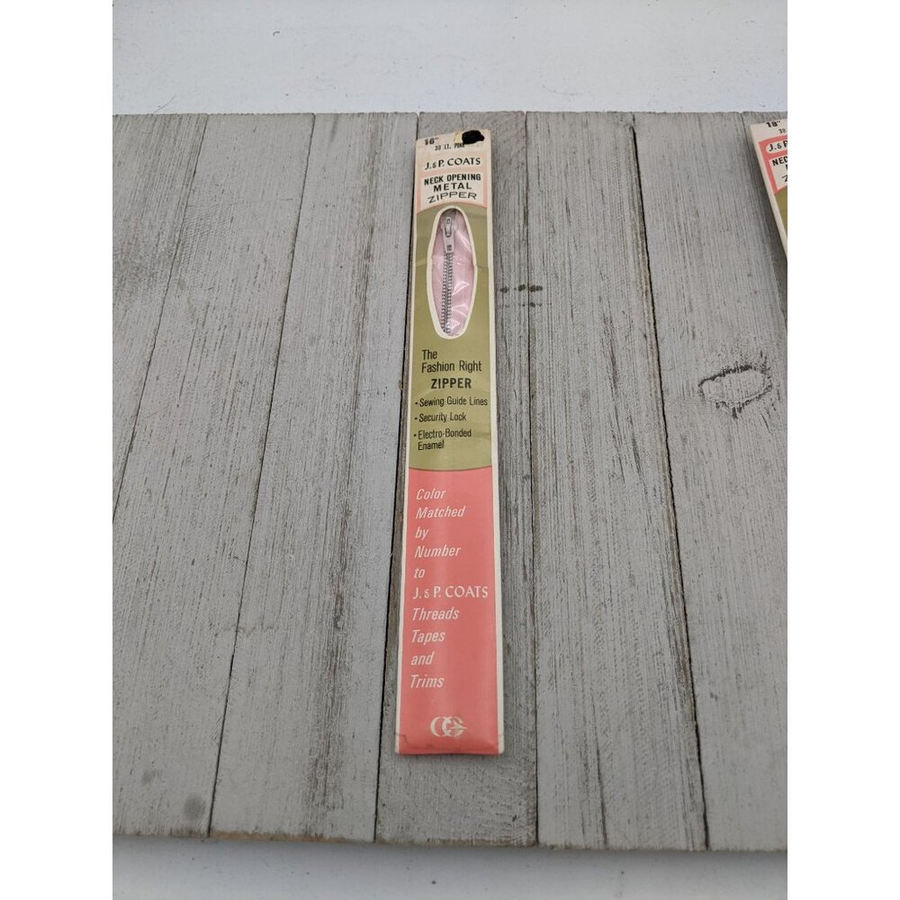 Vintage J&P Coats Neck Opening Metal Zipper 16" Light LT Pink 30